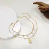 Pulseira Europeia e Americana Transfronteiriça de Ouro 18K com Pingente de Diamante Abacaxi Cruz Retro Simples Conjunto de 2 Peças Joias Amazon