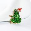 Broche creativo de rana con corona para comercio exterior, accesorios personalizados de hoja de loto y renacuajo, pin para ropa, joyería al por mayor, broche