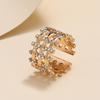 Tendencia europea y americana personalidad hip-hop moda apertura ajustable anillo trenzado de diamantes completos raya vertical hueco anillo de tres capas