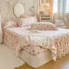 Lençol de baixo com elástico acolchoado estilo princesa e saia de cama 2 em 1, novo modelo 2025, adequado para todas as estações, capa à prova de poeira, design de saia de cama para ocultar imperfeições
