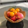 Nova Prato de Frutas Florido Imitação Rattan Tecido Cesto de Frutas Cesto de Lanches Lanches Miudezas Cesto de Armazenamento de Doces Prato de Lanche de Frutas Secas