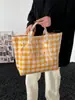 Bolsa Tote Feminina de Alta Capacidade em PVC, Bolsa Saco Casual da Moda para o Dia a Dia, Bolsa de Mão Versátil Xadrez