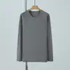 Nueva Camiseta de Manga Larga para Mujer de Primavera y Otoño Algodón de Fibra Larga Holgada Casual Cuello Redondo Mangas Raglán Bloques de Color Sólido Sudadera Fina