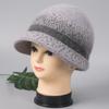Chapéu de inverno para meia-idade e idosos, feminino, mãe, chapéu de tricô de lã, vovó, forrado com fleece, espesso, quente, chapéu de pescador, senhora, chapéu de algodão