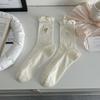 Calcetines sin hueso para niños de verano de malla fina transpirable absorbentes de sudor de algodón peinado calcetines apilados lazo bordado calcetines de algodón