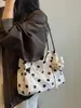 Bolso Grande Plegado Estilo Relajado para Mujer 2026 Nuevo Bolso Tote de Lona con Lunares Bolso de Hombro Cruzado de Gran Capacidad para Verano