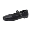 Zapatos Mary Jane Franceses para Mujer 2026 Nuevo Verano con Faldas Tacón Bajo Zapatos Pequeños de Cuero Suela Plana Zapatos de Una Sola Hebilla Boca Baja Zapatos de Noche