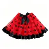 Falda de Lunares para Actuación en Escenario, Falda Abullonada para Niña Pequeña, Falda de Princesa, Minifalda de Doble Capa con Lunares Negros y Rojos