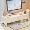 Suporte ajustável em altura para monitor de desktop, suporte de tela, base elevada, suporte com gaveta para resfriamento, organizador de mesa de escritório