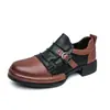 Colección de primavera transfronteriza: Zapatos de cuero de color block a la moda, adecuados para ropa formal, business casual y entornos de oficina; disponible en tallas grandes, con un estilo retro y diseño versátil para hombre