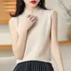 Colete Slimming de Manga Curta para Primavera e Outono com Gola Meia-alta, Versátil, Slim Fit, Temperamento, Camiseta Base Malha para Usar por Dentro e por Fora