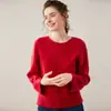 Bai Cai Rong Nuevo Suéter de Punto Redondo Otoño/Invierno Hueco 100% Cachemir Color Sólido Suave Versátil Ligero Suave y Liso