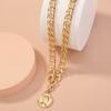 Moda Europea y Americana Más Vendido Collar Colgante de Figura Metálica Redonda Collar con Cierre de Mosquetón Accesorios de Joyería Geniales para Moda Femenina
