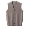 Chaleco Cardigan para Hombre Dropshipping, Nuevo Chaleco de Punto Primavera y Otoño, Atuendo de Papá, Talla Grande Holgado con Cuello en V
