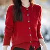 Suéter cárdigan de punto de lana de color liso estilo coreano, nuevo de primavera, top versátil de punto con bolsillos
