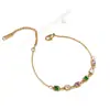 Pulsera de Acero Titanio con Circonita Cúbica de Color para Mujer, Lujo Ligero, Cadena de Piedras de Color de Nicho, Joyería, Adornos que No se Desvanecen, En Stock, Venta al por Mayor