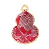 Pingente de Joia em Brocado Estilo Chinês, Bordado Dupla Face, Pingente de Cabacinha em Brocado Estilo Chinês Novo para DIY Feito à Mão, Acessório de Bolsa