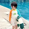 Traje de baño de una pieza para niños Estilo Verano Manga Larga Fresco Protección Solar Ropa de Baño para Playa Secado Rápido Conjunto Nuevo Modelo de Moda