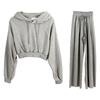Traje Casual de Moda Nueva de Estilo Coreano para Primavera y Otoño Pantalones Rectos de Cintura Alta hasta el Piso de Pierna Ancha Conjunto de Dos Piezas para Mujer Trendy