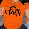 Camiseta plus size com estampa de letras casual gola redonda manga curta roupa feminina plus size