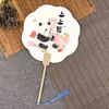 Leque retro cultural e criativo estilo chinês, leque redondo tradicional de panda, leque de papel com designs criativos de frutas, leque de mão Hanfu