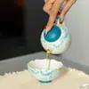 Tetera de Cerámica Azul Pintada a Mano con Diseño de Flores para Uso Doméstico, con Filtro de Agujero de Bola, Juego de Té Kung Fu Estilo Antiguo, y una Tetera Perfecta