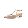 Nuevas Sandalias Elegantes de Tacón Alto con Punta Afilada Cómodas 2026, Nuevas Sandalias Francesas de Piel de Oveja de Punta Cerrada Primavera/Verano 5cm