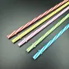 Despeje 27 cm Paja Alargada con Rosca de Anillo Desechable de Plástico Duro Recta Tubería de PP Grado Alimenticio Paja de Doble Color con Hebilla