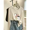 Diseño único, camiseta de algodón de manga larga con cuello redondo y estampado de copos de nieve para mujer, un estilo ligero de otoño que se puede usar como capa exterior, ofreciendo un look casual, juvenil y a la moda.