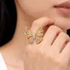 Pendientes de Moda de Lujo Ligero Transfronterizos Europeos y Americanos con Incrustaciones de Circonita de Colores, Clips para Orejas Chapados en Oro, Diseño de Nicho, Pendientes de Gama Alta