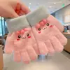 Guantes de Dedos Lindos para Niños Niñas Invierno Prueba de Frío Cálido Juego de Cinco Dedos Conjunto Completo de Dedos Tejido para Bebé Niños de Invierno