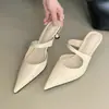 Mules Chuyuji estilo francês de bico fino para mulheres, coleção primavera 2026, sandálias de dedo fechado com uma tira e fivela, salto alto, salto médio, salto fino