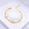 Pulseira Simples Verde Branca Zircônia Camada Dupla Concha Borboleta Amor Cola Líquida Diamante Pegajoso Pulseira Redonda Romana Joias de Aço Titânio para Mulheres