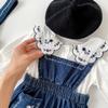 2025 Nuevo Estilo Coreano Bebé Niña Peto de Mezclilla Bordado Más Fácil de Combinar Ropa Exterior Mameluco Largo para Bebé Ropa para Trepar