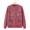Ropa abrigadora para mujeres de mediana edad y mayores, cárdigan de punto para otoño e invierno, suéter para señoras mayores, ropa holgada forrada de polar para abuelas