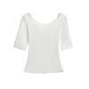 Camiseta Básica de Manga Média Estilo Europeu e Americano para Mulheres, Verão Sexy com Clavícula Exposta, Valoriza a Figura, Cropped Camiseta Base Interna Ins