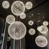 [Transfronterizo] Tienda Salón de Peluquería Comercial de Techo Alto Candelabro de Escalera Estrellada con Bola Brillante Diseño Esférico de Arte