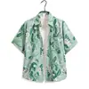 Camisa Floral Retro de Manga Corta Estilo Hawaiano Chaqueta Elegante Yuppie para Hombre Antigua Camisa de Manga Corta Estampada de Verano para Playa