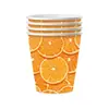 Decoração de Festa de Aniversário com Tema Laranja Suprimentos de Festa de Verão Copos e Pratos de Papel Descartáveis Adereços de Decoração de Aniversário Venda por Atacado