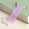 Pingentes de Borla DIY com Contas de Vidro Estilo Antigo para Acessórios Hanfu, Grampos de Cabelo de Rattan Artesanais, Enfeites