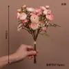 Ramo artificial de 5 piezas de pequeñas flores de camelia y loto, flores artificiales para decoración del hogar, venta al por mayor de flores artificiales transfronteriza