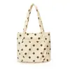 Bolsa de ombro de veludo cotelê com bolinhas estilo coreano, casual, leve, de grande capacidade, bolsa de axila, simples, estilosa, versátil, moderna e adequada para o trajeto