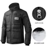 Chaqueta de Invierno Kutook para Exteriores, Cálida de Algodón con Forro Polar, Chaqueta para Montañismo Resistente al Frío para Hombre con Cuello y Capucha Desmontables