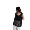 Chaleco Calado de Lujo Ligero Estilo Francés para Mujer, Dulce Diseño de Verano, Top de Punto con Cuello en V Novedoso y No Repetitivo, Rejuvenecedor