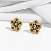 Aretes para Mujer, Aretes de Flor Corazón con Circonita Micro-pavimentada de Cobre, Nueva Moda de Nicho, Diseño Simple, Joyería de Temperamento y Versátil