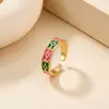 Anéis São um Item de Venda Quente Transfronteiriço, Apresentando Designs Coloridos de Esmalte Geométrico, Anéis Abertos Ajustáveis, Moda de Luxo Leve e Acessórios Versáteis