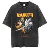 Camiseta Street Masculina com Design de Anime Japonês Naruto, Camiseta Lavada Harajuku 2024, Estilo Hip-Hop de Verão