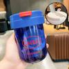 Vaso de agua pequeño y pequeño para niñas, vaso de color alto con tubo de pajita, vaso de plástico transparente portátil y sencillo para estudiantes de verano.