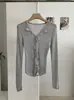 Suéter de Tricô KEKEZOON com Renda Patchwork e Gravata Decote V Manga Longa para Mulheres, Corte Justo, Top Versátil para Outono 8771