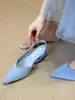 Sapatos de Salto Baixo Ponta Fina Tendência 2026 Novo Estilo com Tira no Tornozelo, Salto Anabela, Sandálias Casuais de Camurça Slip-On com Costas Abertas e Bico Fechado para Mulheres